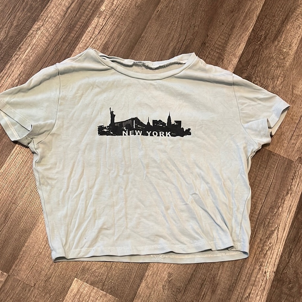 baby blue garage nyc crop top, size large, worn once